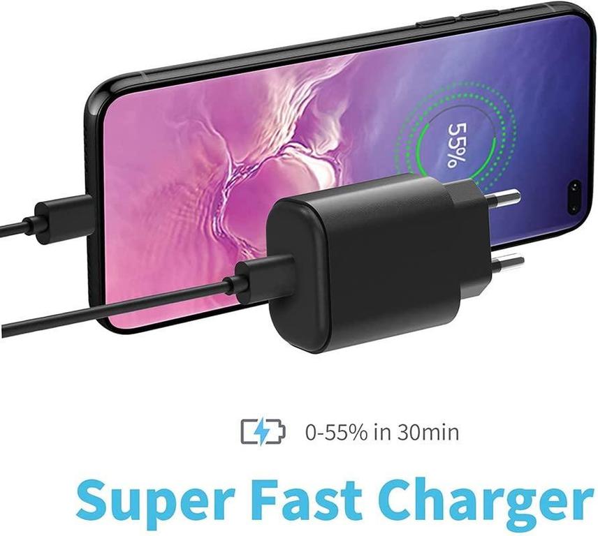 Samsung 25W Fast USB Type-C Charger with Type-C to Type-C Cable for All Mobile Phones - 5