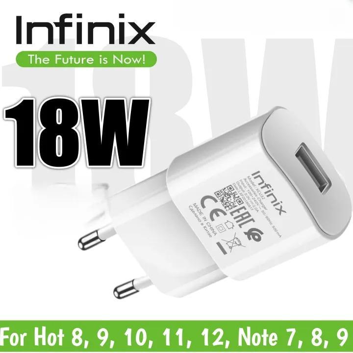 Infinix 18W Fast Charger with Type-C & Micro USB Cable – Compatible with Note 8, 9, 10, 11, Xiaomi, Samsung and More - 1