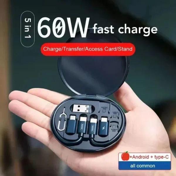 Multifunctional Data Cable Set 60w Fast Charging Cable For Android & Iphone (random Color) - 2
