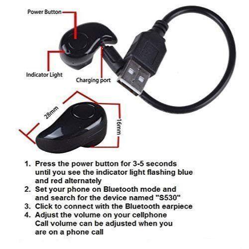 S530 Mini Wireless Single Earbud Ultra Stereo Bluetooth Headset Compatible with All Bluetooth Devices - 1