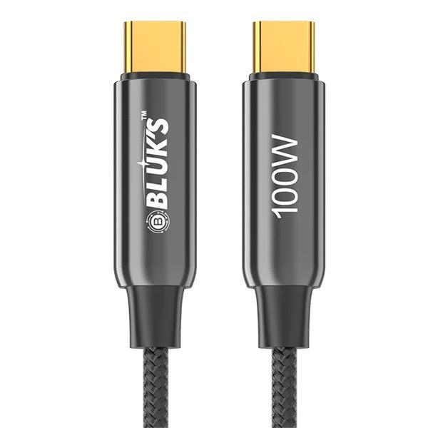 100W PD Type-C to Type-C cable Export Quality Sync & Charging Cable Aluminum Alloy | Braided 1.2meter length Type C Fast Charging Cable Compatible with iPhone 16/16 Plus/16 Pro Max/iPhone 16e, iPhone 15 Series, Galaxy S25/S24/S23/S22, MacBook, iPad, Pixel - 2