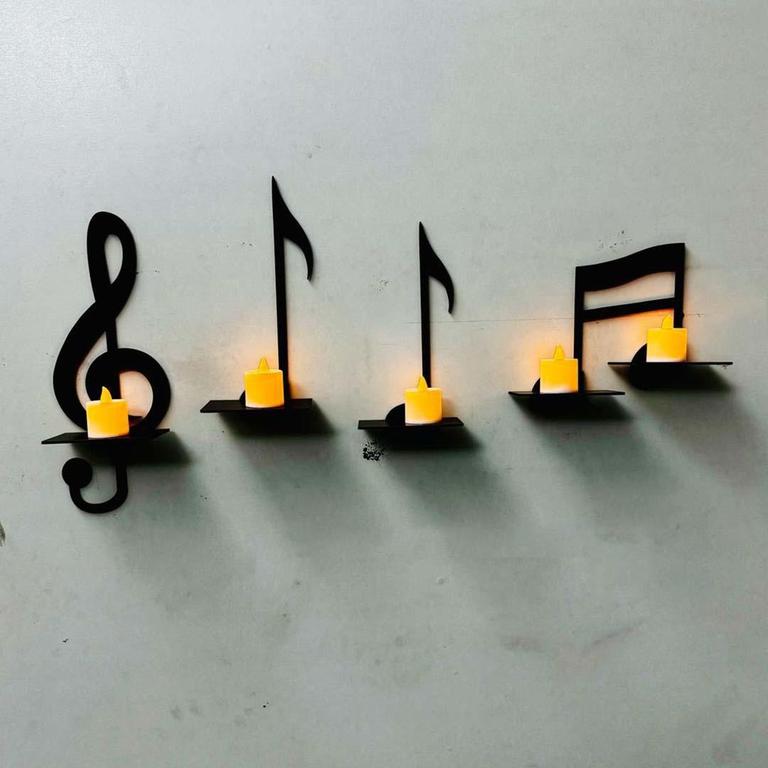 Dotz Brand Miniature Musical Instruments Wall Shelves - Set of 4 for Candle and Flower Display - 3