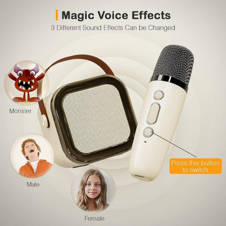 Zayraz K12 Mini Rechargeable karoke Outdoor Karaoke Bluetooth Portable Speaker With Wireless Microphone Audio for Home Singing Premium Smart Speaker Multifunctional AUX / TF Card / TYPE-C / USB - 3