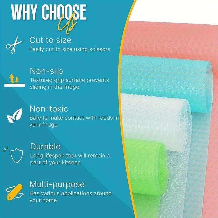 Washable Refrigerator Mats and Shelf Liners by Premium - Waterproof, Non-Slip, and Functional Organizers for Cabinets and Drawers - 2