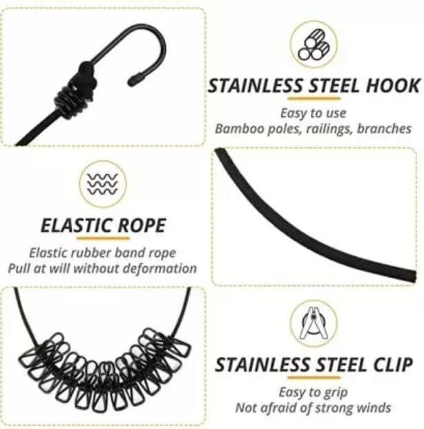 Face Value Portable Clothesline with 12 Clothespins and Windproof Features for Indoor and Outdoor Use - 8