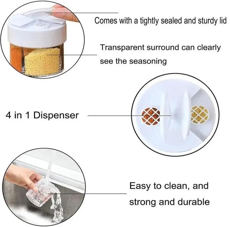 Spices Storage Box Pulling Type Condiment Container with Lids 4 Grid Spice Jar for Kitchen AC617 AC-KN - 4